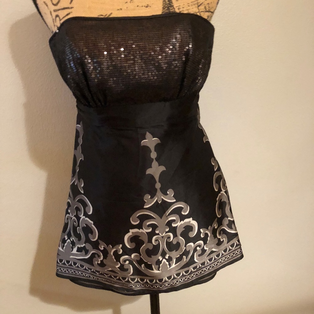 Strapless silk like bustier top